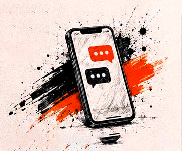 Teléfono móvil con iconos de conversación