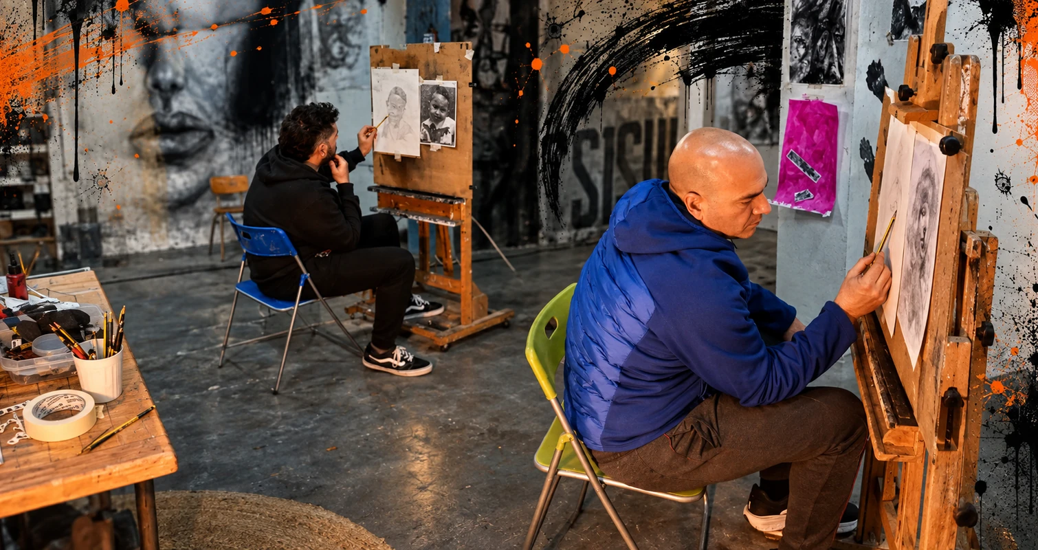 Sesión de dibujo en el estudio de DIME