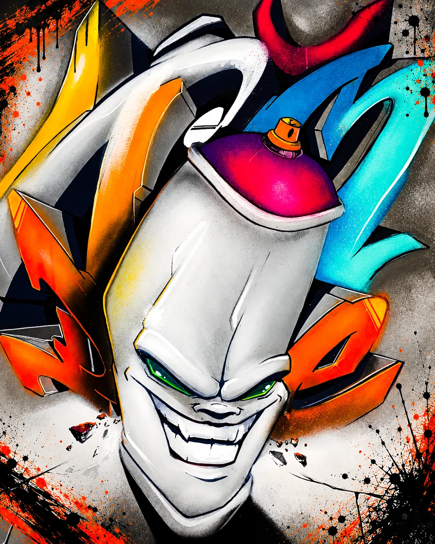 Lienzo de un personaje urbano pintado por DIME